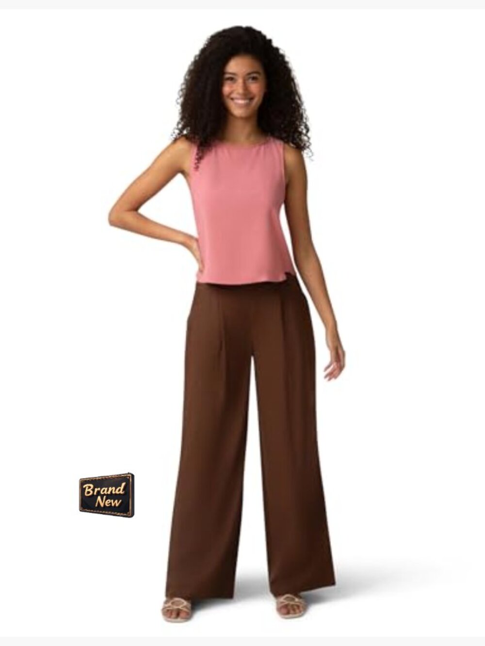 HUE Coastal Linen Palazzo Pull-on Pant, Wide Leg, 32-Inch Inseam, Pockets - Picture 6 of 7